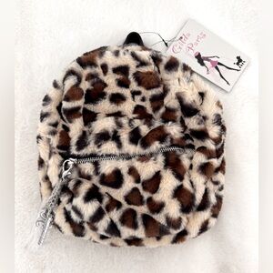 Gilda Paris Fuzzy Leopard Print Mini Backpack - NWT